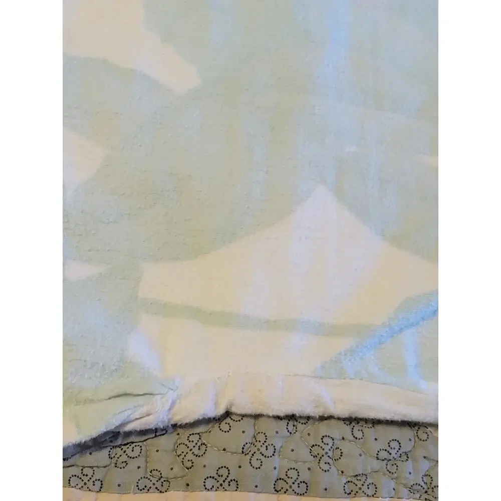 Vintage Lady Pepperell Full Flannel Flat Sheet‎ 2 Pillowcases Mint Green Floral